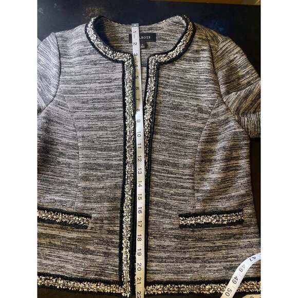 Talbots Black Tweed Cotton Blend Open Jacket Sz S - Picture 9 of 10